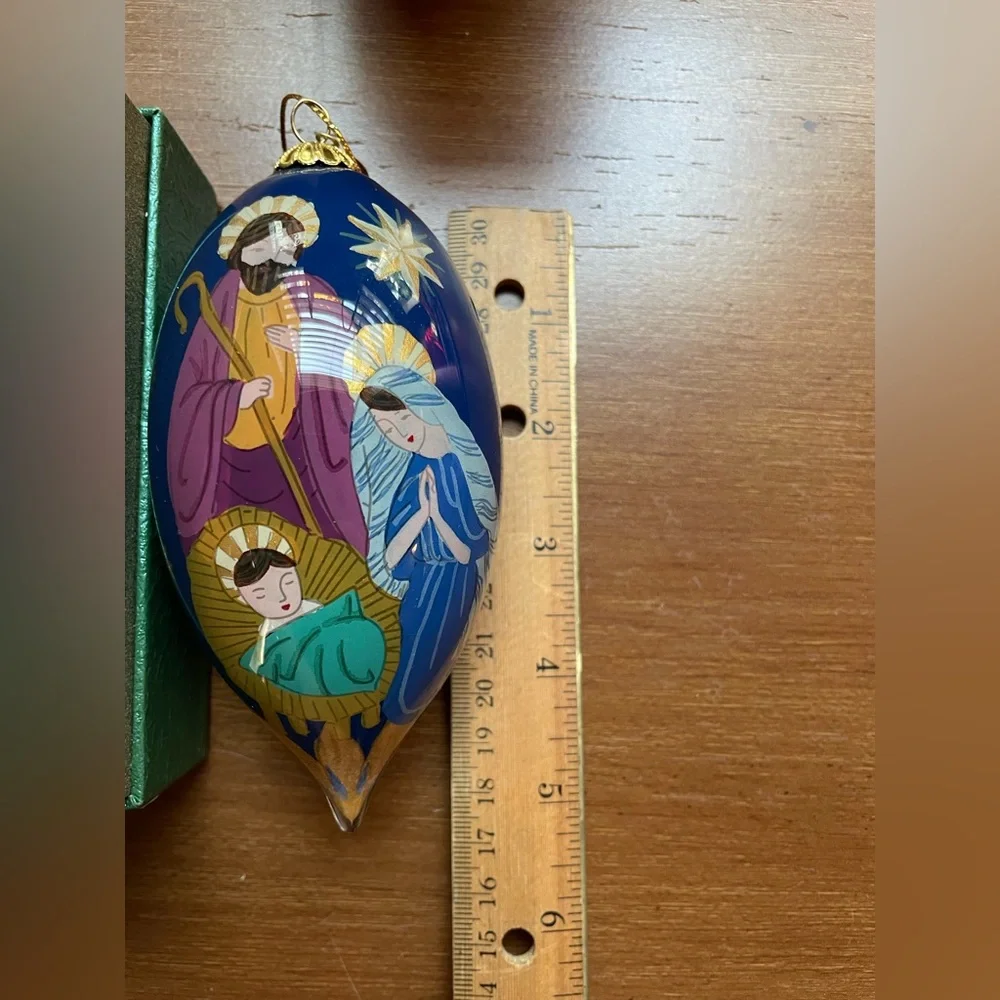Pier 1 Li Bien Hand Painted Teardrop Holy Family Christmas Ornament
